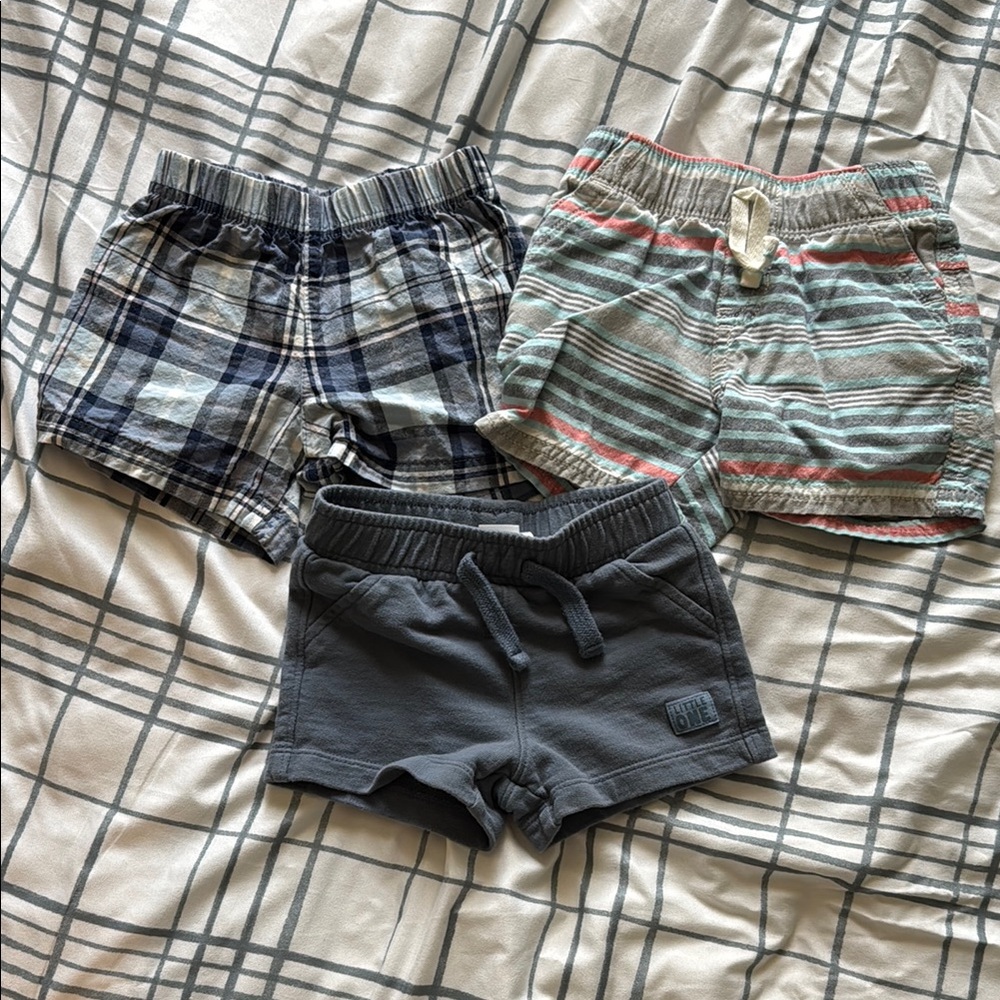 Kids Plaid and Striped Shorts Set
